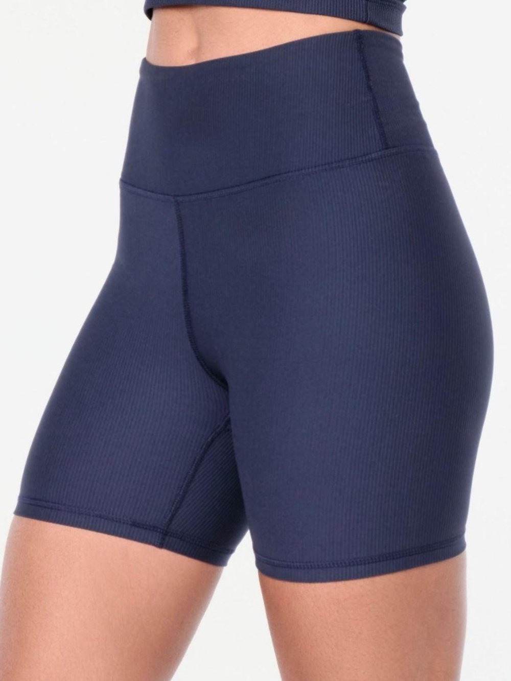 Zumba Prep High Waisted Rib Biker Sorts, Indigo, Size Small